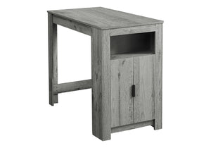 English Elm Dining 48" Counter Height Rectangular Table with Side Storage Cabinet and Open Shelf, Modern Design Grey 51 L x 27 W x 5 H B2710P286997
