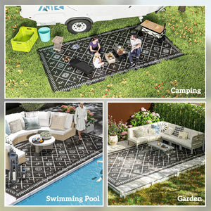 English Elm Outdoor Reversible Polypropylene Rug Geometric Pattern Waterproof Patio Camping Travel T3971P421353