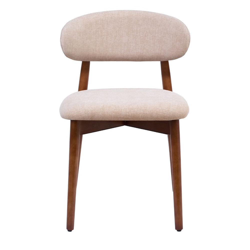 English Elm Beige Cotton Linen Armless Dining Chairs with Oak Legs Ergonomic Set of 2 W5815P476385