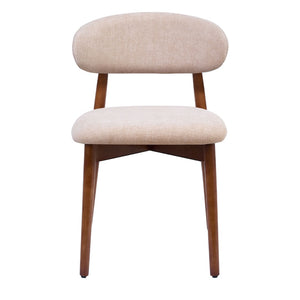 English Elm Beige Cotton Linen Armless Dining Chairs with Oak Legs Ergonomic Set of 2 W5815P476385