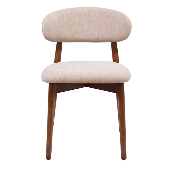 English Elm Beige Cotton Linen Armless Dining Chairs with Oak Legs Ergonomic Set of 2 W5815P476385