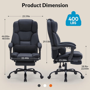 English Elm Office Reclining Executive Chair Pu Leather High Back Swivel with Lumbar Support Black W5201P418259