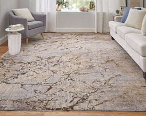 Feizy Rugs Pryor Luxurious Abstract High-low Pile Rug - Modern, Versatile Design In Earthy And Vibrant Tones Brown,Taupe,Tan Polyester,Viscose Pry39nefbrnmltf10