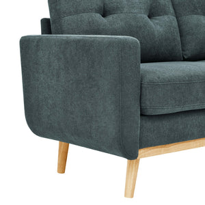 English Elm 67.7" Tufted Button Mid-century Loveseat with Splayed Wood Legs for Living Rooms Blue B355P428576