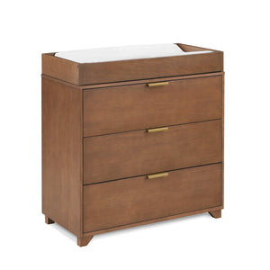 English Elm Pixie Mid-century 3 Drawer Compact Dresser with Brushed Gold Pulls for Bedroom Walnut B022P204849