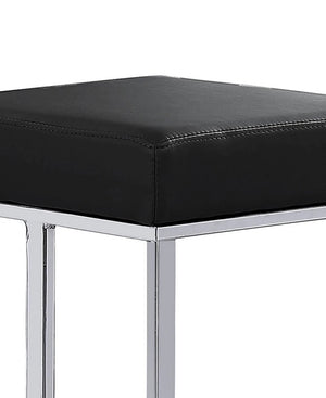 English Elm 25 in Backless Faux Leather Counter Stools with Polished Silver Pedestal Base Set of 2 Black B011P496842