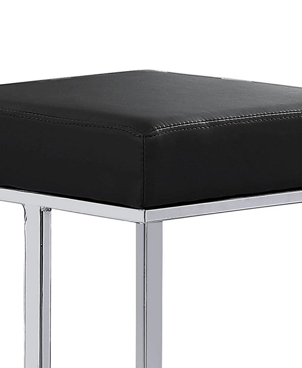 English Elm 25 in Backless Faux Leather Counter Stools with Polished Silver Pedestal Base Set of 2 Black B011P496842