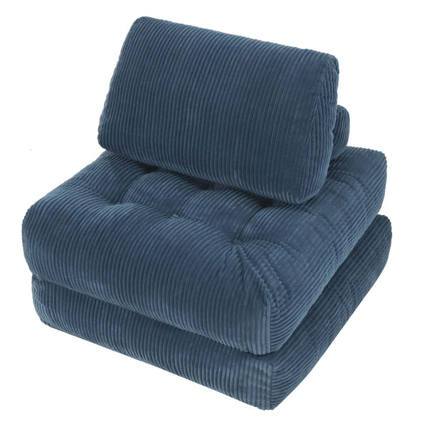 English Elm 70.8"corduroy Fabric Oversized Bean Bag Couch Plush Ergonomic Lounger for Dorm or Bedroom Blue W3975P440927