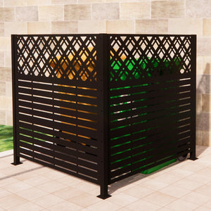 English Elm W48'' Galvanized Steel Outdoor Privacy Panels Powder Coated Slat Fence for Yard Enclosures W1586P455955