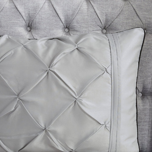 English Elm 7-piece King Tufted Pleated Comforter Set with Shams Bed Skirt Decorative Pillows B035P463170