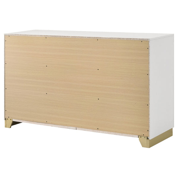English Elm Sophia White 6-Drawer Dresser - Modern Mid-Century Elegance With Gold Accents For Stylish Storage B062P353391-GIGA