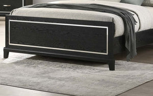 English Elm Modern Eastern King Bed with Built-in Led Headboard Matte Black Low-profile Frame B011S02076
