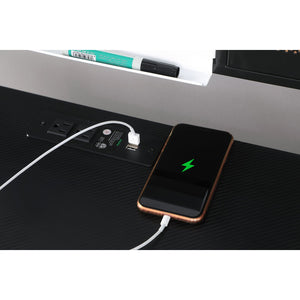 English Elm Darby Mid-Century Metal Writing Desk with Wireless Charger, USB Ports & Power Outlets in Black Gunmetal B062P351424