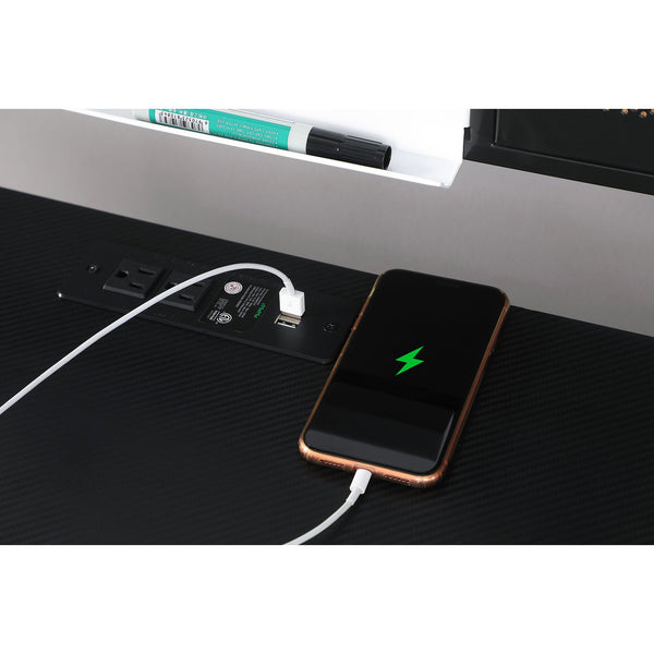 English Elm Darby Mid-Century Metal Writing Desk with Wireless Charger, USB Ports & Power Outlets in Black Gunmetal B062P351424