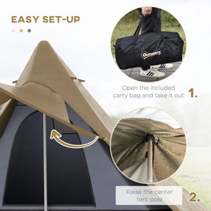 English Elm Outsunny Teepee Camping Tent Waterproof Oxford Fabric Porch Canopy for 3 Person Hiking W2225P200924
