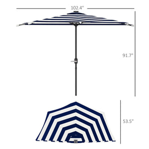 English Elm Upf 30 Plus Half Patio Umbrella with Solar Led Lights Vented Canopy Balcony T3971P426358