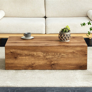 English Elm 39.3*23.6*12 Walnut Grain Mdf Low Profile Coffee Table for Modern Living Rooms Wood W1151P433605