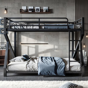 English Elm Twin Xl Over Queen Metal Bunk Bed Low Profile Steel Frame for Guest Rooms W5305S00034