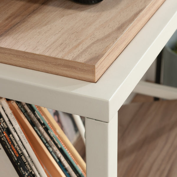 English Elm Accent Adjustable Acacia Wood Accent Storage Shelf with Tilted Shelves, Metal Frame, Compact Multipurpose Organizer B356P354449