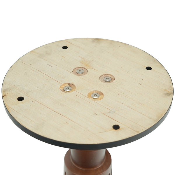 English Elm Modern Round Dining Table - 33.5" Sintered Stone Top With Wooden Legs & Gold Base, 2-Person Design W1535S00575