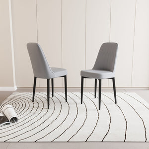 English Elm A Set Of 2 Modern Grey Dining Chairs With Pu Leather, Thick Cushions & Sturdy Black Metal Legs W2189140246