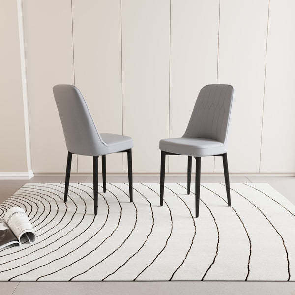 English Elm A Set Of 2 Modern Grey Dining Chairs With Pu Leather, Thick Cushions & Sturdy Black Metal Legs W2189140246