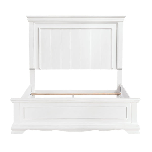 English Elm White Wood Queen Bed Frame with Tall Paneled Headboard for Traditional Bedroom B011S02480