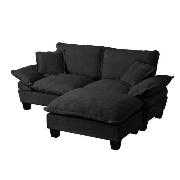 English Elm Modular Cloud Sectional Sofa Chenille Upholstered with Ottoman for Apartment Living Black W3163S00111