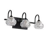 English Elm Retro 3-Light Bathroom Vanity Light Fixture - Black Finish With Crystal Glass Shades, Wall Mounted Lighting For Bathroom, Powder Room, and Vanity Mirror (No Bulbs)