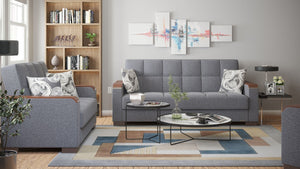 English Elm Primenest Zenaero X Loveseat - Convertible Grey Chenille Upholstered Sofa With Storage & Comfort B030P281775-GIGA