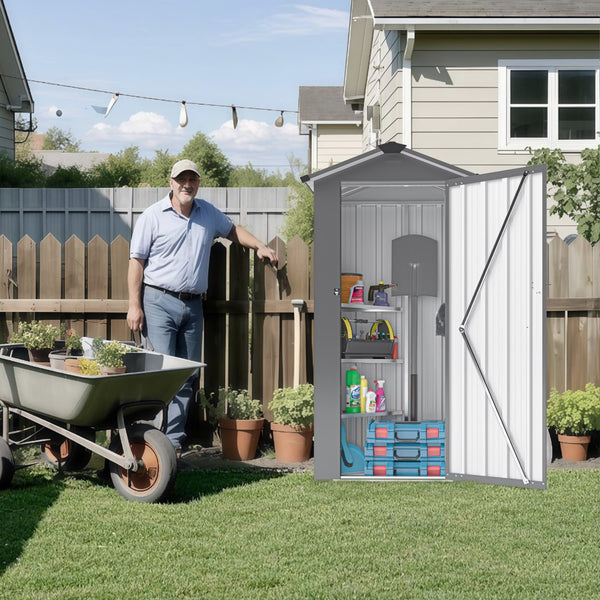 English Elm Campcraft Galvanized Iron Compact Metal Garden Shed Waterproof Lockable Outdoor Storage W1598P283839