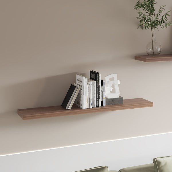 English Elm Light Brown Floating Shelf Melamine 47.3" x 9.8" Minimalist Wall Mounted Shelf Warm Wood Grain Finish B062P380035