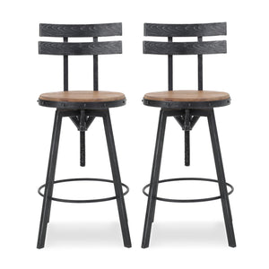 English Elm Christopher Knight Home® - METAL Barstool Set of 2 with Firwood Seats, Black Iron Frame, Adjustable Swivel, Industrial Charm 70460.00