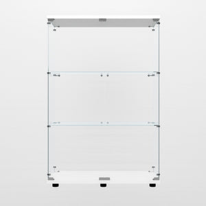 English Elm Tempered Glass Display Cabinet – Versatile Wine & Storage Case With Color-Changing Light & Casters W3155P291596-GIGA