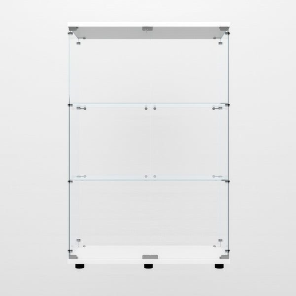 English Elm Tempered Glass Display Cabinet – Versatile Wine & Storage Case With Color-Changing Light & Casters W3155P291596-GIGA