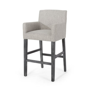 English Elm Upholstered Counter Stools Set of Two with Rubberwood Frame and Padded Armrests N780P365806G