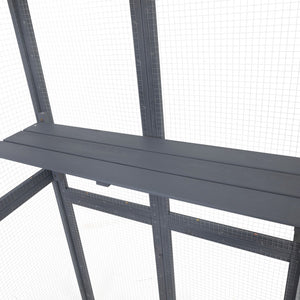 English Elm Wooden Pine Catio Outdoor Cat Enclosure with Hammock Platforms and Rain Shelter Roof W2181P191343