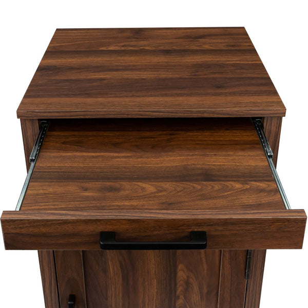 English Elm brown walnut modular wine bar cabinet with hutch, buffet storage, drawer & shelf for dining room W331P213375