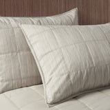 Beautyrest Guthrie Casual 3 Piece Striated Cationic Dyed Oversized Quilt Set BR13-3874 Natural