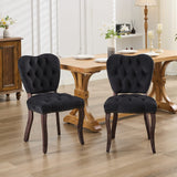 English Elm French Vintage Tufted Upholstered Fabric Dining Chair,Set Of 2,Black,Sw1869Bk