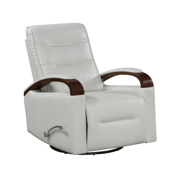 English Elm 1pc Swivel Gliding Recliner Faux Leather Upholstered with Solid Rubberwood Arms, Supportive Comfort and Smooth Motion Smoke 34 L x 33 W x 27 H B011P329245