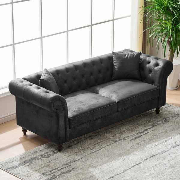 English Elm 3+3 Seater Sofa Set - Elegant Chesterfield Tech Fabric Couch With High-Density Foam For Comfort W3373S00007