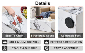 English Elm Modern MDF Coffee Table with Marble Pattern — Stylish Durable Centerpiece, Easy Assembly in Minutes White 43.31 L x 27.56 W x 14.57 H W1512P383596