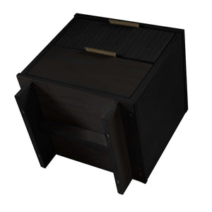 English Elm Granville 18" Black Nightstand – Chic 2-Drawer Design With Glam Gold Handles & Modern Style B365P398527