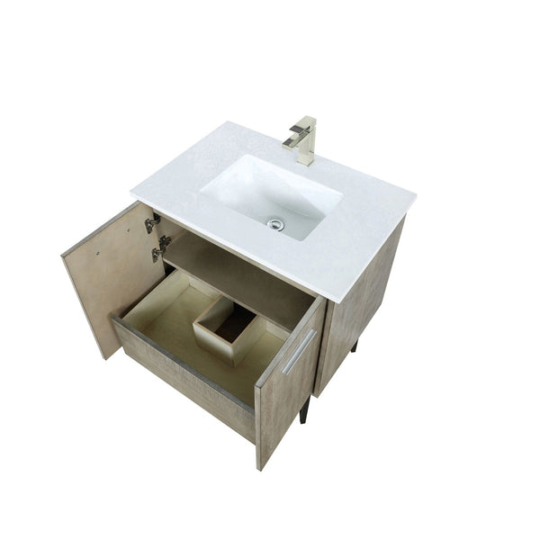 English Elm Rustic Acacia Bath Vanity 30" W With Cultured Marble Top & Brushed Nickel Faucet For Modern Elegance B2731P259670-GIGA