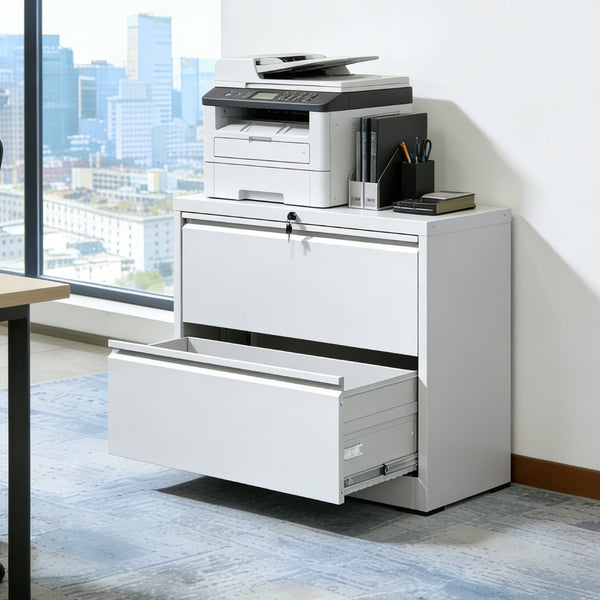 English Elm Lateral Steel Filing Cabinet Two Drawer Locking Anti-tip Home Office Storage W2735P428819