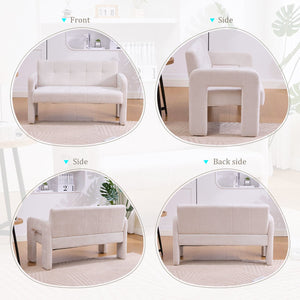 English Elm Nordic Ergonomic Double Armchair Upholstered Chenille Two-Seater Sofa 550lb Capacity Compact Lounge Chair Beige W395P380531