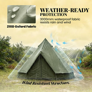 English Elm Outdoor Canvas Teepee Tent for Family Camping with Stove Jack All Season Use T3971P486614