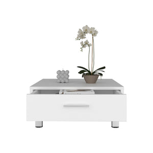English Elm Berd Square Coffee Table with Hidden Drawer Open Metal Legs Modern Living Room B128P485428