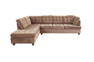 English Elm Living Room Waffle Suede Sectional Sofa Tufted Chaise Reversible Contemporary Style B011S02511